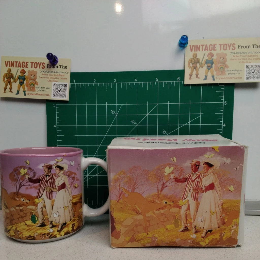 Vintage 90s Walt Disney Mary Poppins Coffee Mug pink inside- Made In Japan