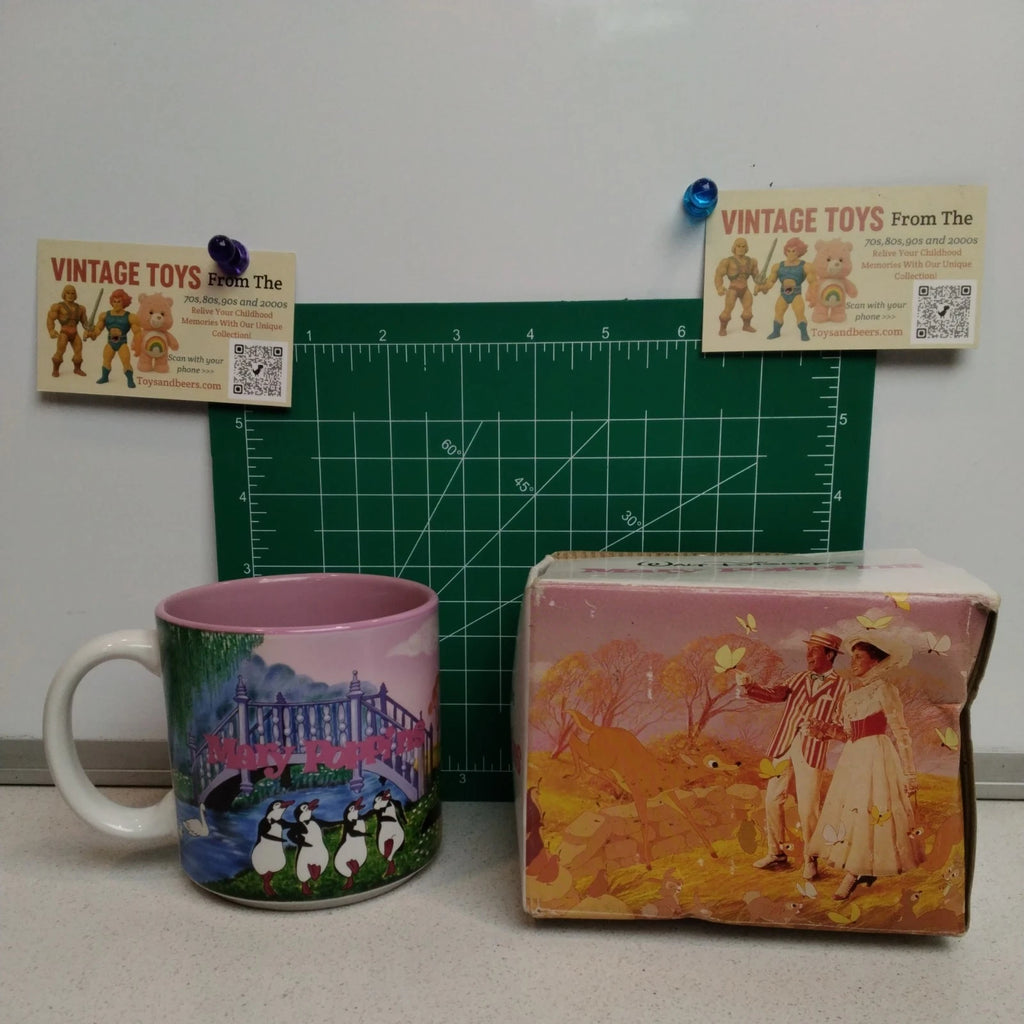 Vintage 90s Walt Disney Mary Poppins Coffee Mug pink inside- Made In Japan