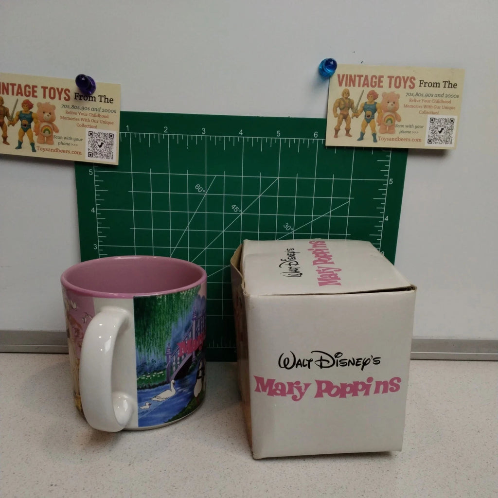 Vintage 90s Walt Disney Mary Poppins Coffee Mug pink inside- Made In Japan