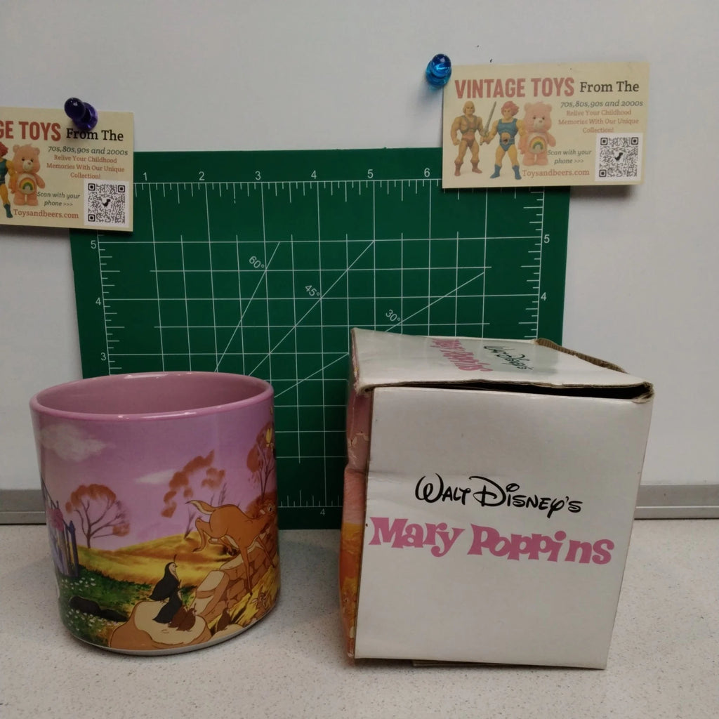 Vintage 90s Walt Disney Mary Poppins Coffee Mug pink inside- Made In Japan