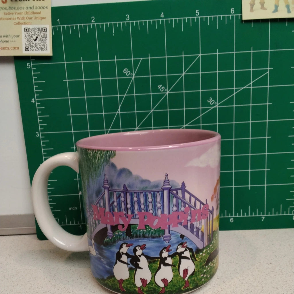 Vintage 90s Walt Disney Mary Poppins Coffee Mug pink inside- Made In Japan