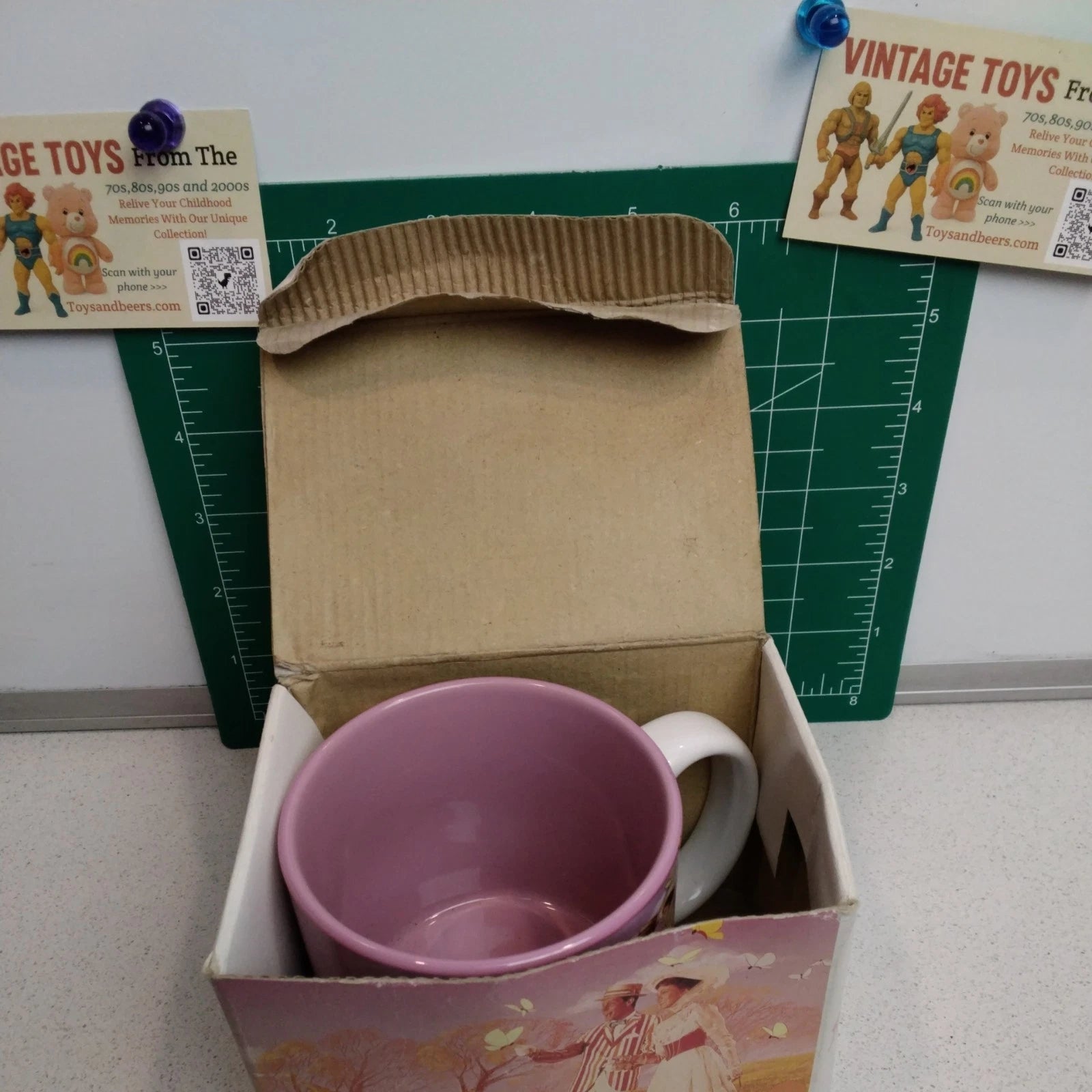 Vintage 90s Walt Disney Mary Poppins Coffee Mug pink inside- Made In Japan