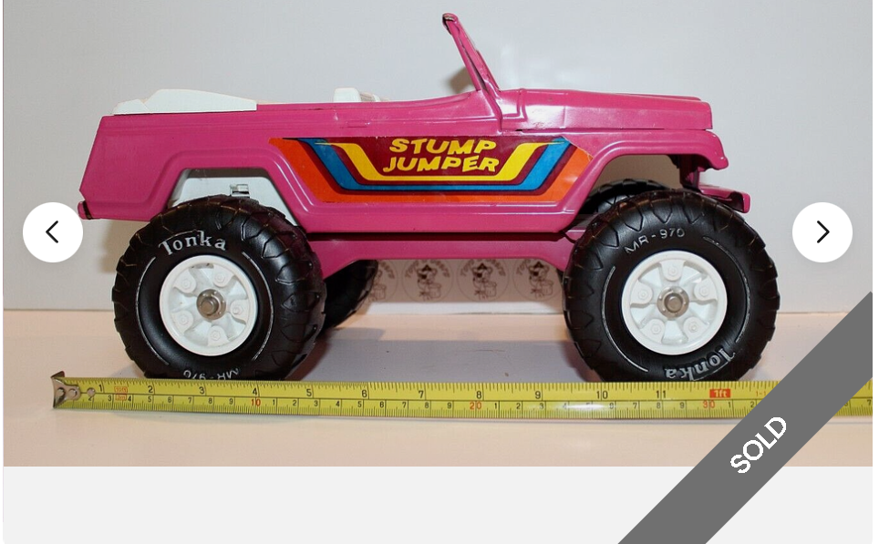 Vintage Tonka Jeepster Stump Jumper 13.5" Pressed Steel (Pink)